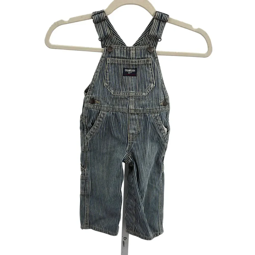 OshKosh B'Gosh Blue Pinstripe Railroad Baby Overalls